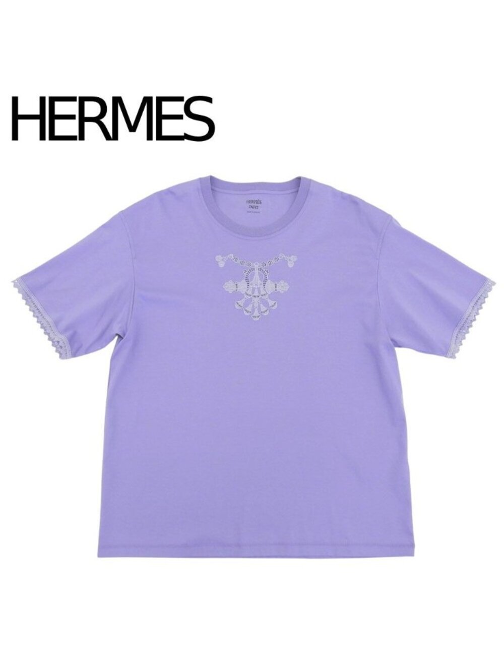 Hermes Palfrow Embroidery Maxi Cotton T-Shirt Violet Lilac Purple 42